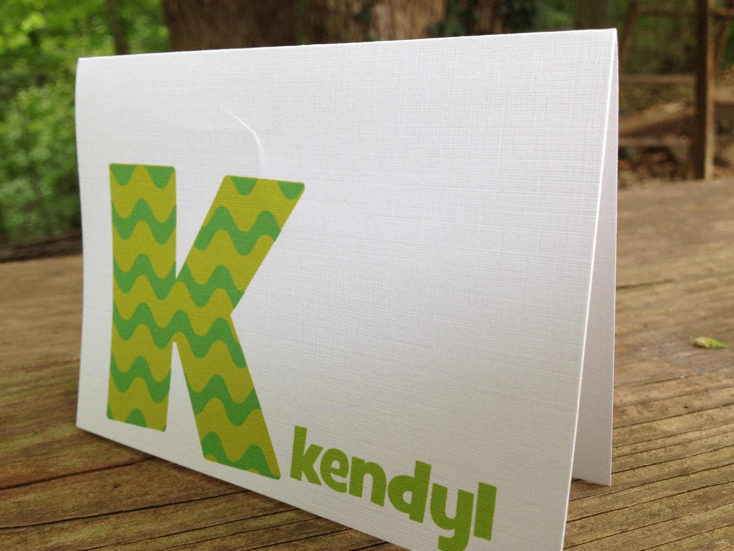 Green wave large letter note card (set of 10) Il_170x135