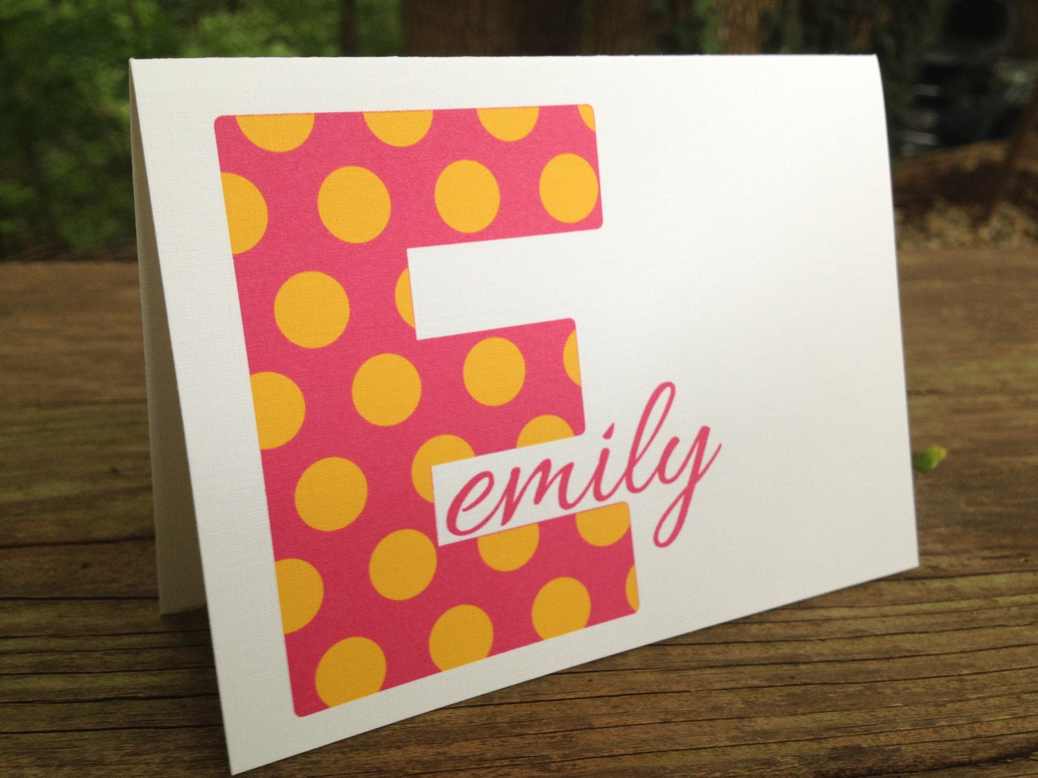 Hot Pink and yellow polkadot large letter note card (set of 10) Il_170x135