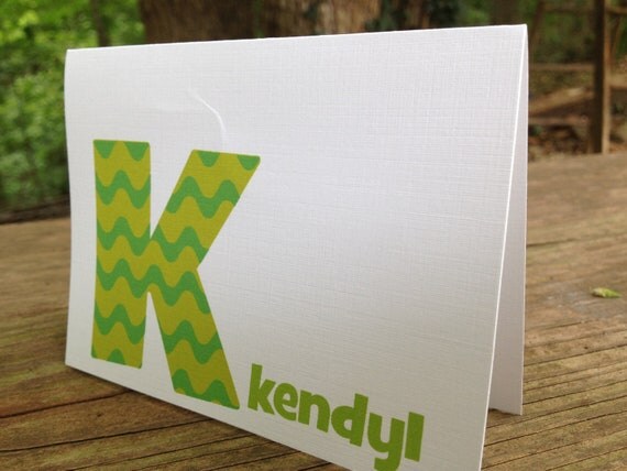 Green wave large letter note card (set of 10) Il_570xn