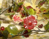 Antique Victorian Czech Glass Leaves Flowers Berries Wired Swag Mourning Garland 5 Feet Stella Ranae