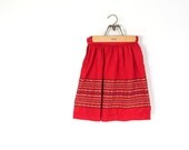 Vintage 1950s Skirt / Girl's Skirt / Hand Woven / Red Skirt / 23W