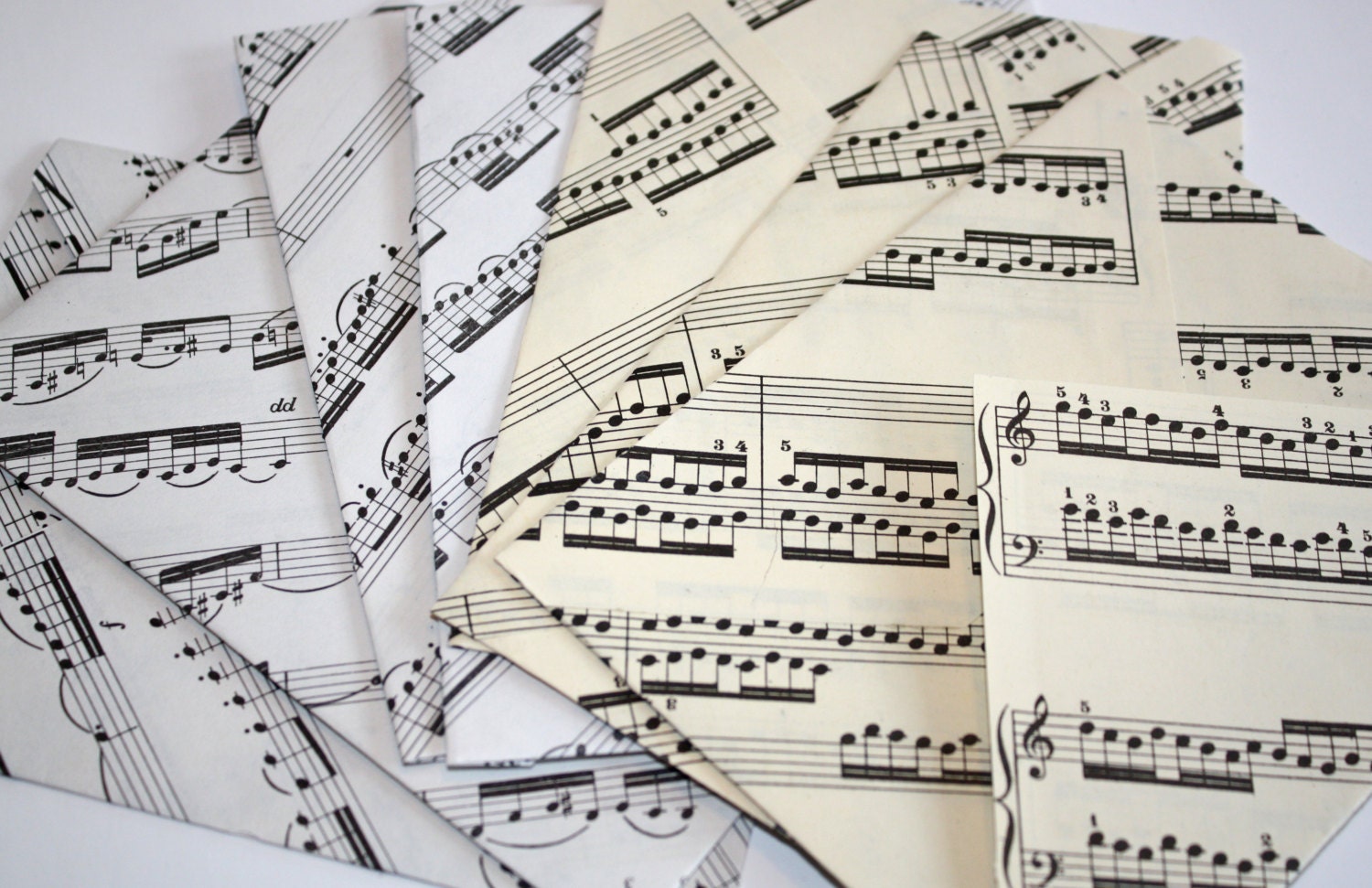 Upcycled Music Sheet Handmade Envelopes, Set of 7