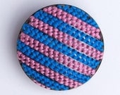 Chained embroidered Brooch (Blue, light pink)