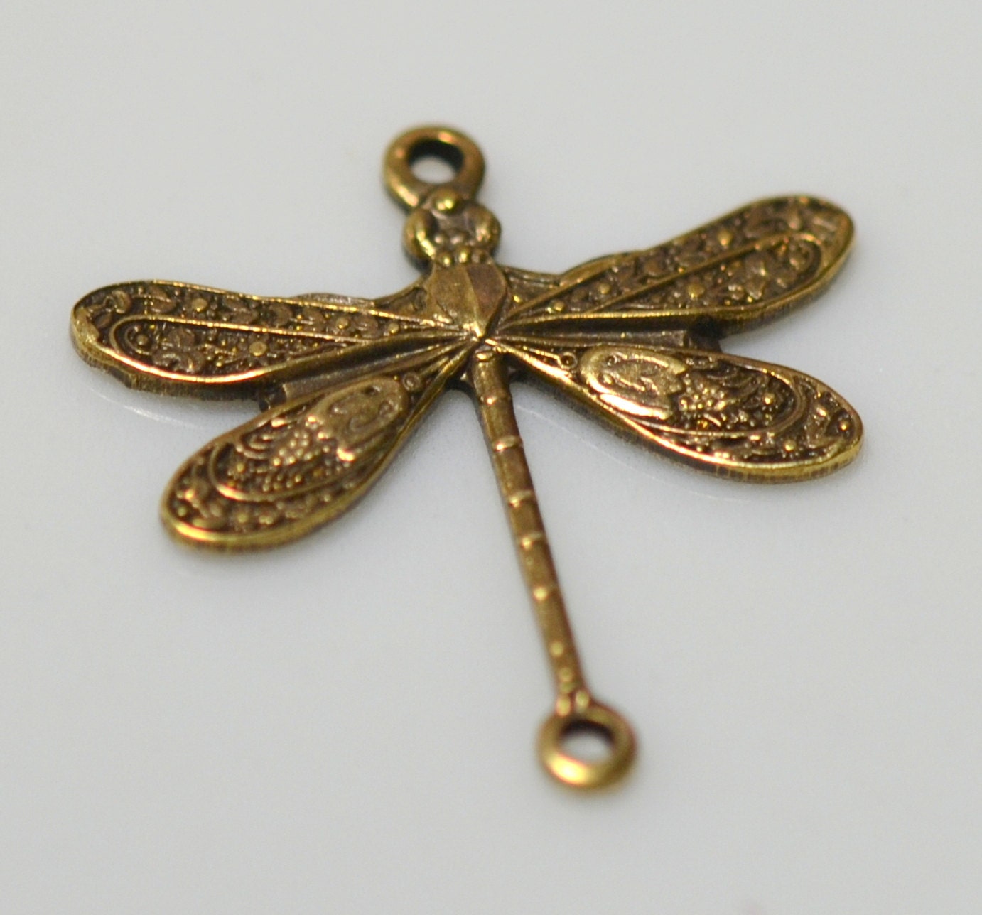 Antique Brass Dragonfly Charm 17x12mm - Vintage Look Brass : 2 pc (ST786)