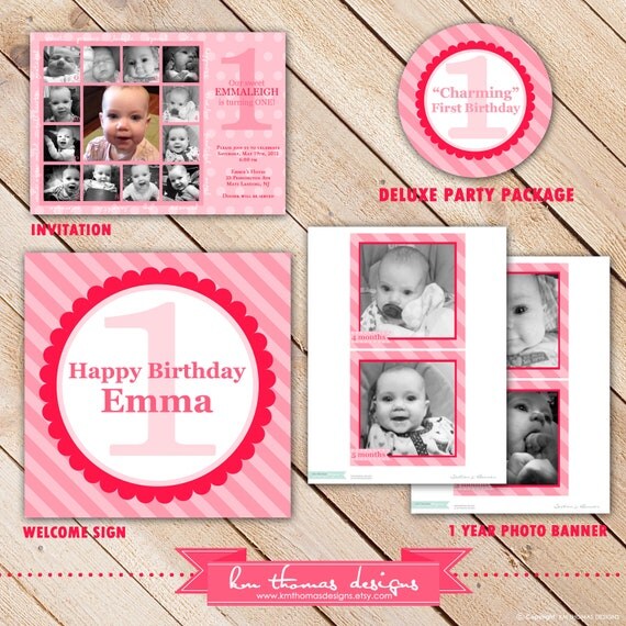 Deluxe Custom Printable Party Package...CHARMING COLLECTION First Birthday...Personalized...by KM Thomas Designs Il_570xn