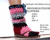 Crochet slippers, boot style, indoor or outdoor, winter, alpine, children, accessories, CROCHET PATTERN, num. 472-A, clothing