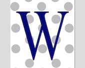 Polka Dot Initial Monogram - Customized Letter - 11x14 Print - Choose Your Letter and Colors - Kids Wall Art for Nursery
