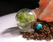 Earth Balance Moss Terrarium Organic Hollow Lampwork Bead Round Necklace-  20inches