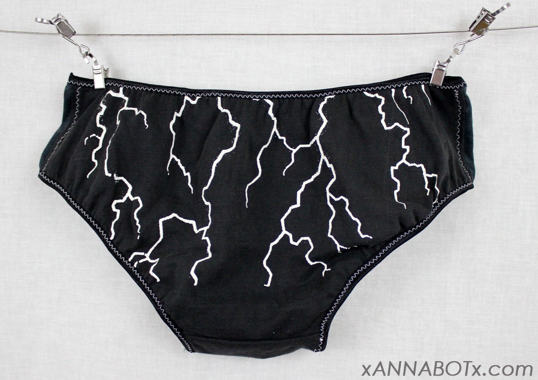 Medium - Lightning Bolt - Low Rise Panties Knickers Briefs Underwear - Tie Dye Goth Spooky Punk