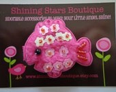 Hair Accessories - Raspberry Rose Pink Felt 'Fishy' Clippie With Beads And Sequins - Summer Fish Clips For Ocean Or Under The Sea Theme