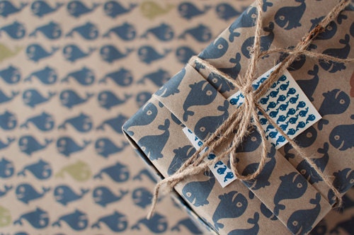 3 Sheets A Whale of a Time (green) - Wrapping Paper