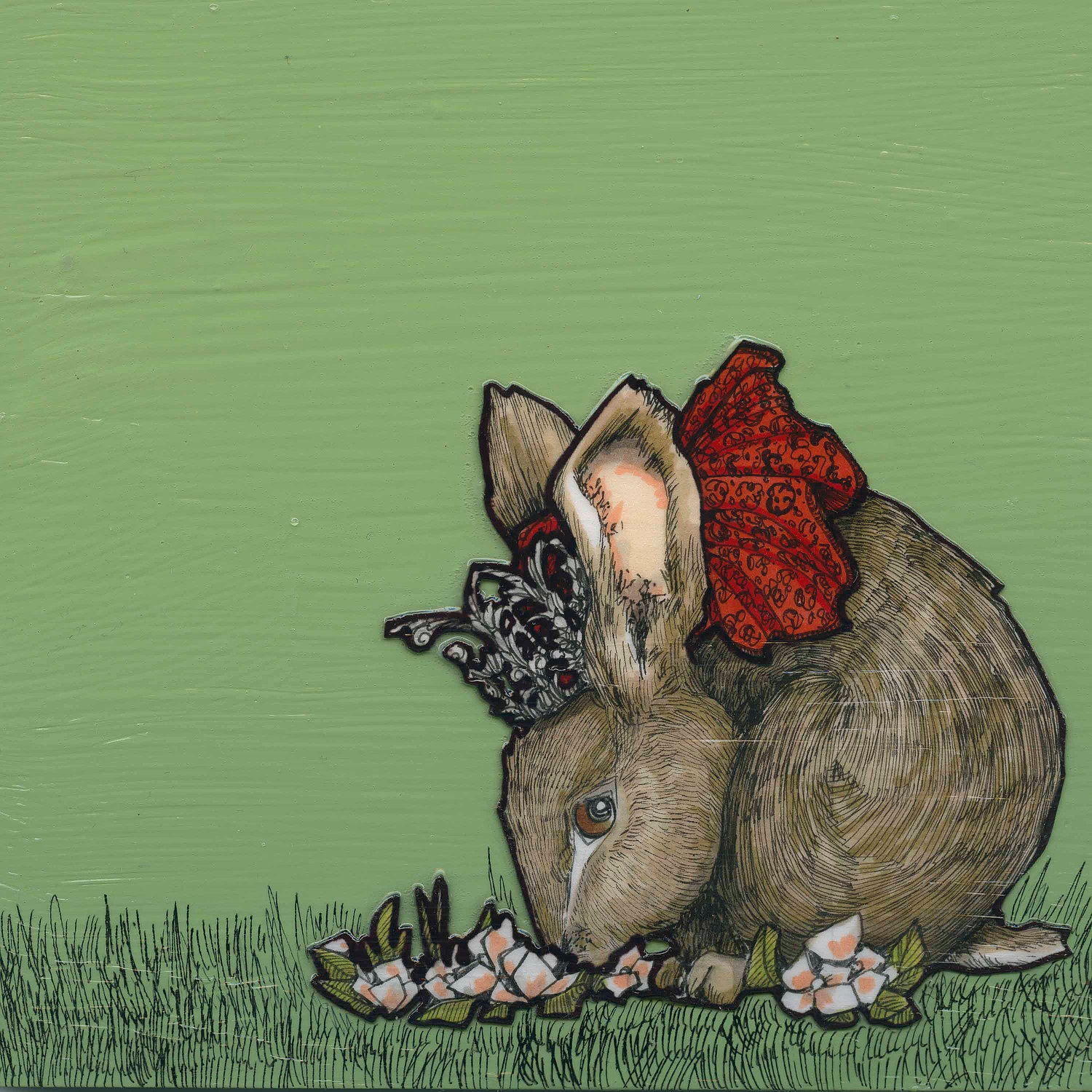 Timid Bunny in Spanish Crown- Small Print 4.5x4.5