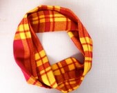 Gryffindor Woven Wool Plaid Infinity Scarf Red and Gold Skinny