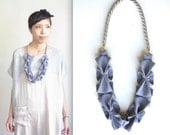 Origami Hana Rope Necklace -  Blue Gray