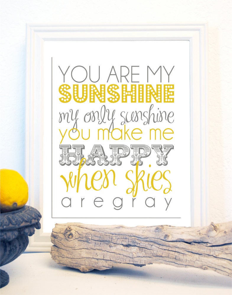 Subway Art Baby Nursery Wall Art You Are My Sunshine Print