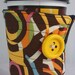 cup sleeve, cup cozy handmade quilted reusable fabric coffee cup sleeve: geometric pinks and browns