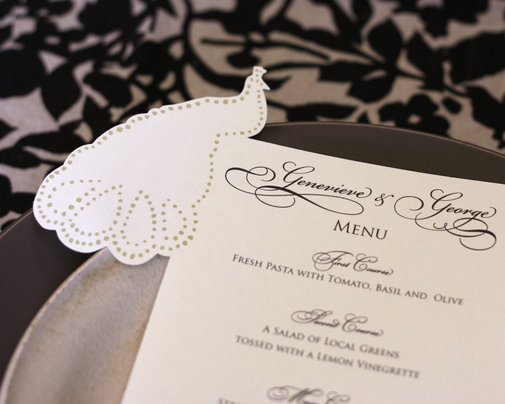Peacock Menu Cards - Cutout