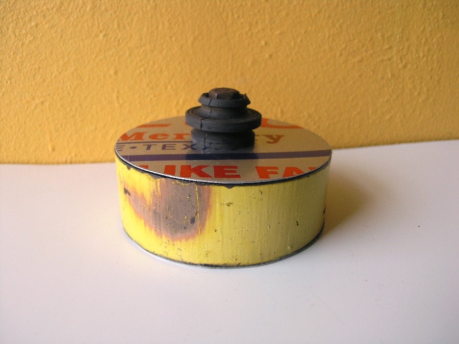 Funky Keepsake Box, Jewelry Box, Industrial Decor , upcycled, yellow silver container