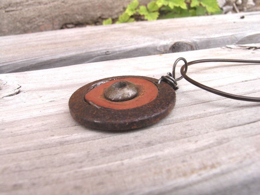Found Object Jewelry, Steam Punk Necklace - found objects, rusty, pink, silver