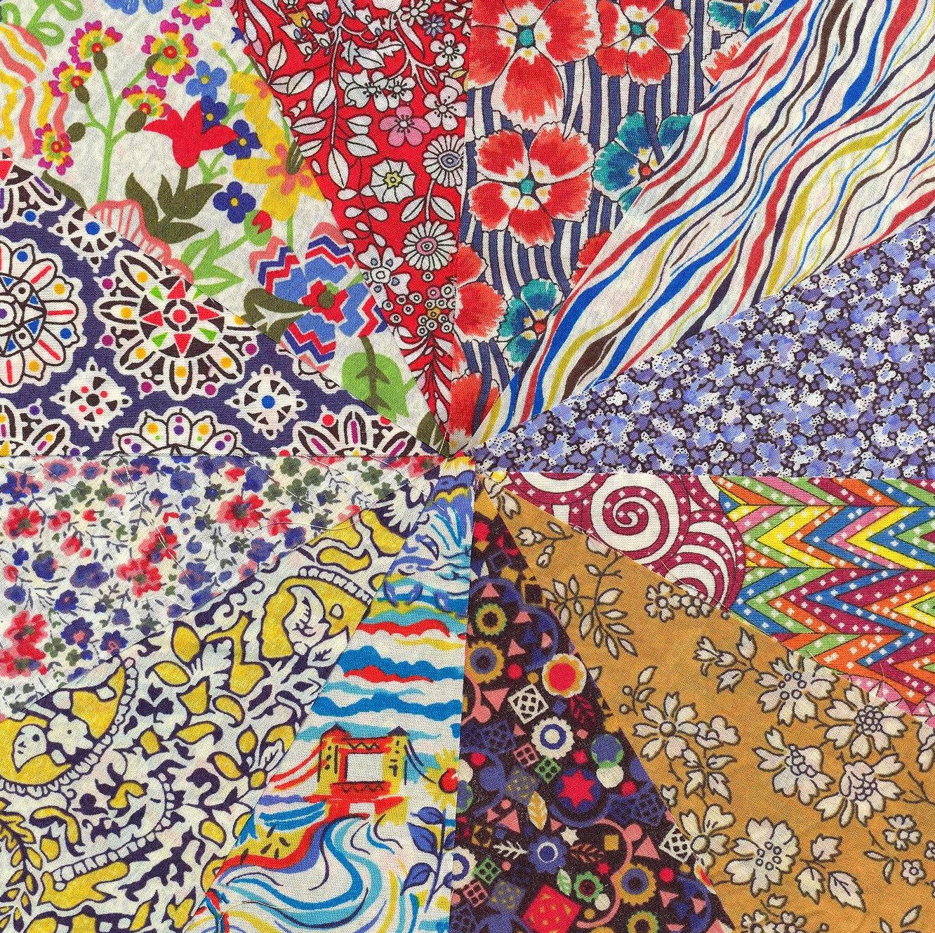 Liberty Fabric PRIMARY COLOURS charm pack - 12 Liberty of London Tana Lawn  Fabric 5 inch squares