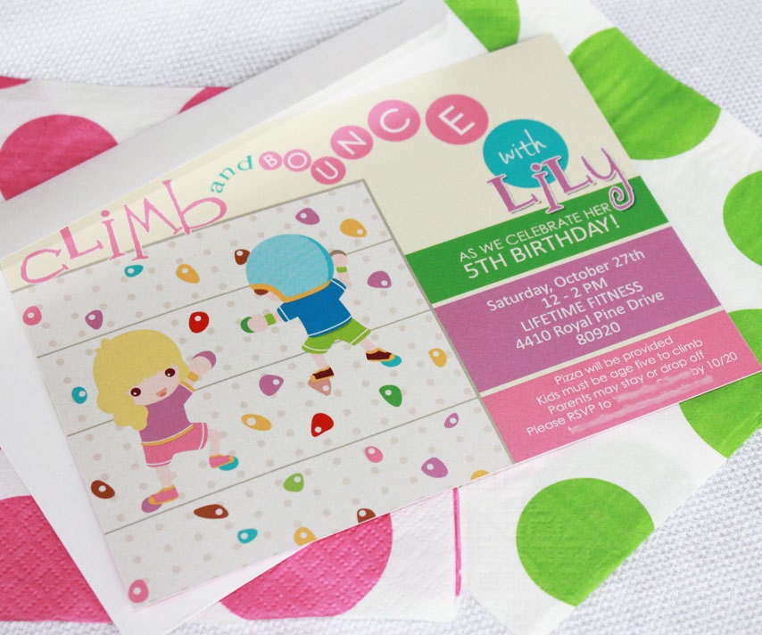 ROCK CLIMBING & BOUNCE House Printable Party Invitation Il_570xn