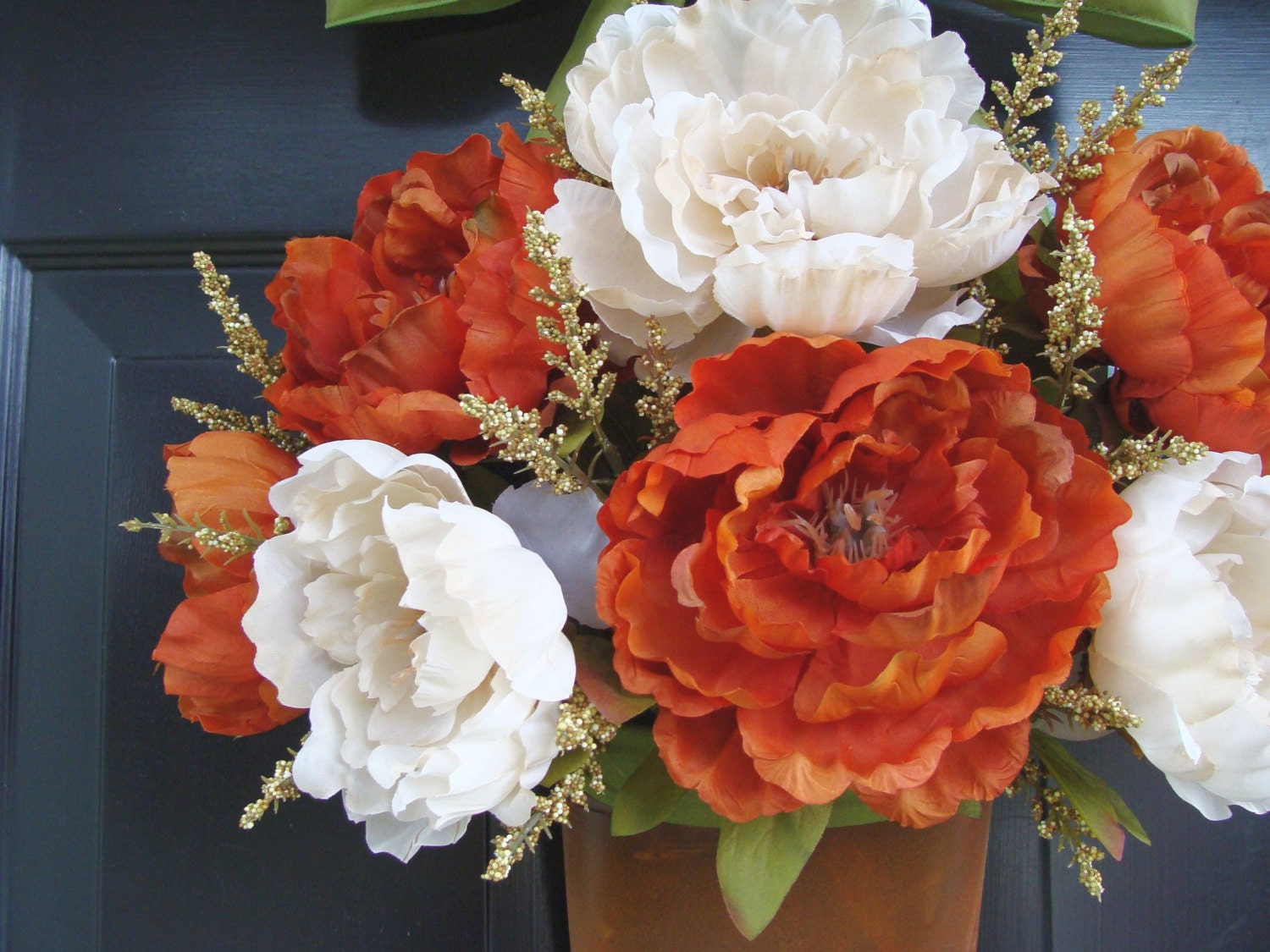 Fall Wreath, Tuscany Peony Door Bucket, Wreath Alternative, Thanksgiving Decor, Wreath for Fall