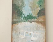 Dollhouse Painting Swans on Lake  Still Life Hand Painted 1/12 Scale