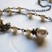 Cream Swarovski Pearl and Antique Brass, Wire Wrapped Pendant Necklace, Y Necklace, Shabby Chic, Vintage Style, Bridal
