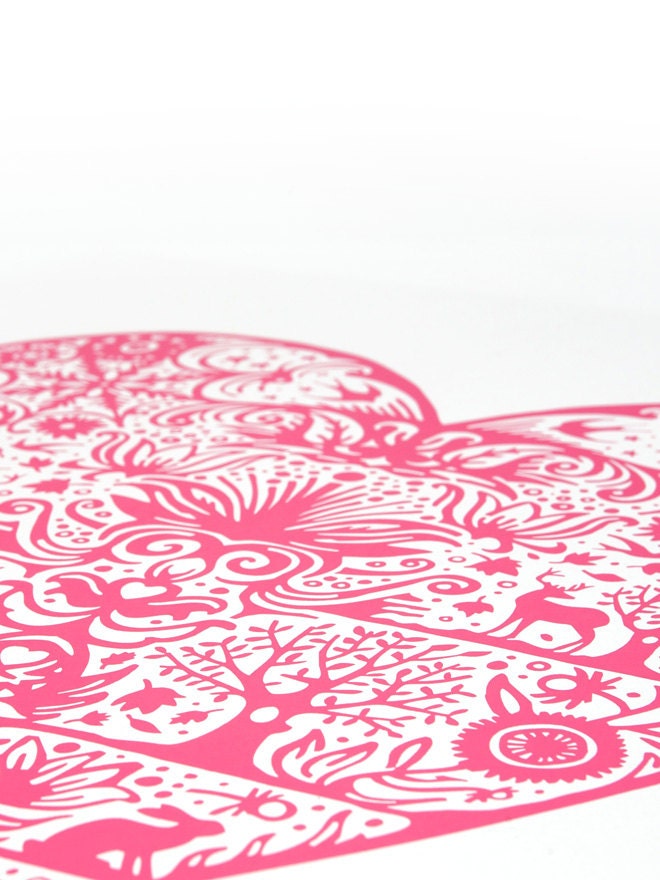 My Heart in Raspberry Sorbet - decorative screen print