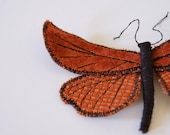 Soft Sculpture Furry Autumn Moth Brooch Burnt Orange