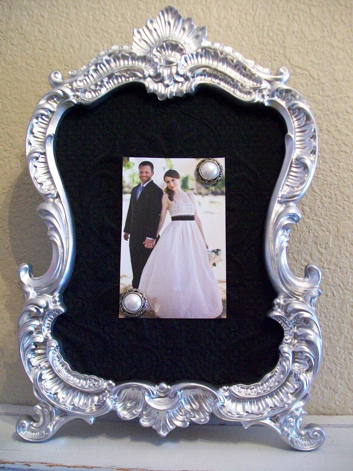 8x10 Baroque Ornate Vintage Picture Frame-Photo Frame-Silver and Black-Memo Board-Chalkboard-White-AnY Color-Shabby Chic-Nursery-Mirror
