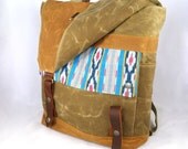 Aqua Ikat Waxed Canvas Backpack