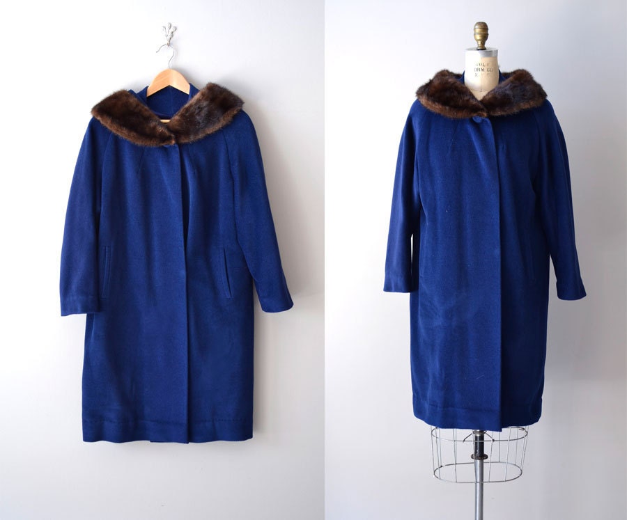 S A L E 60s coat / 1960s coat / cobalt wool coat / Along the Rhine coat