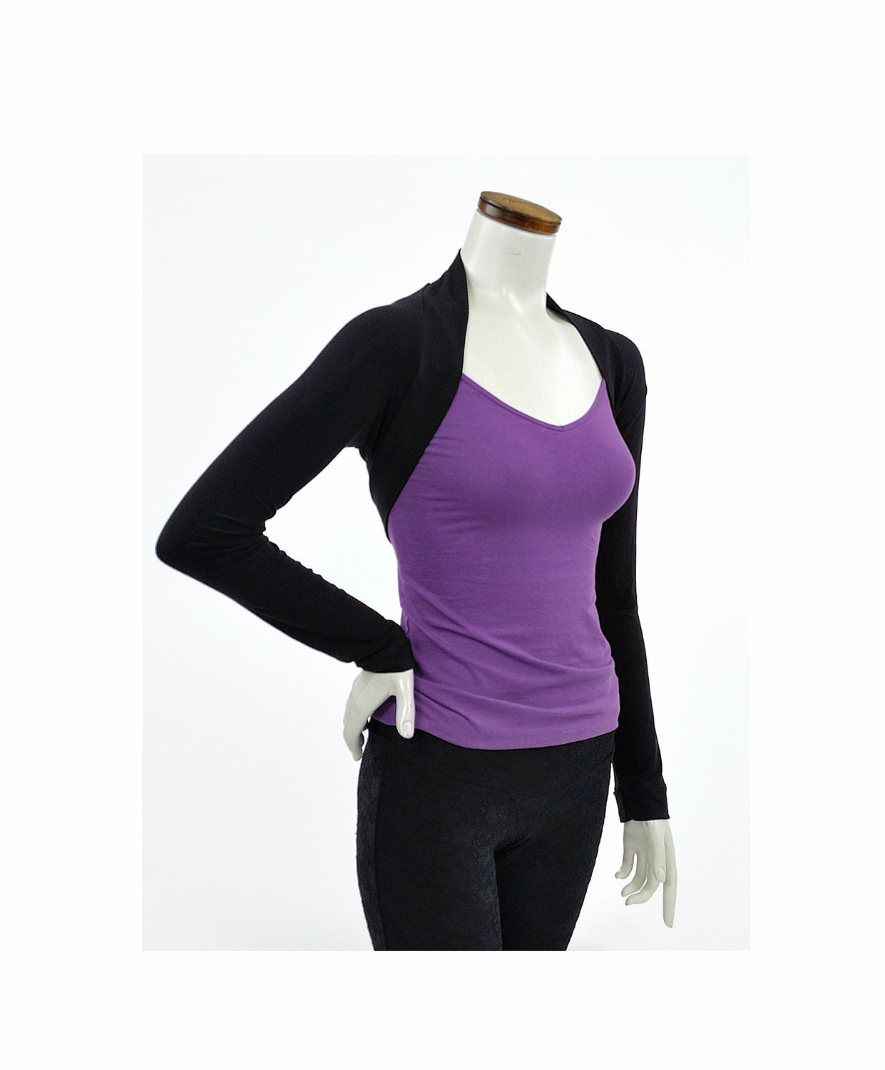 Eco-Friendly Bamboo Shrug Bolero - Black