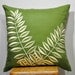 Leaves Pillow Cover, Decorative Throw Pillow Cover, Green Linen Pillow Leaves Embroidery, Pillow Cover 18 x 18, Green Cushion, Couch Pillow