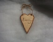 Personalized Wooden Heart with Woodburned Name