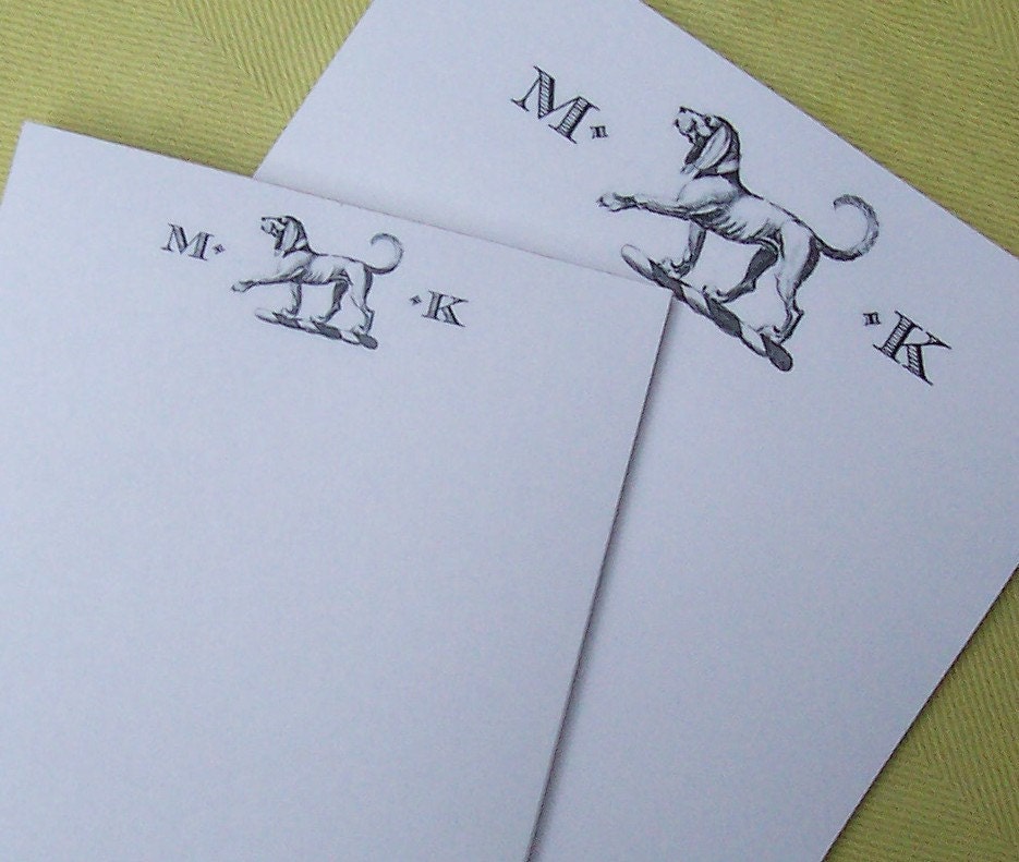 Personalized Notepad Monogrammed with Initials Sassy Hound Dog  Set of 2