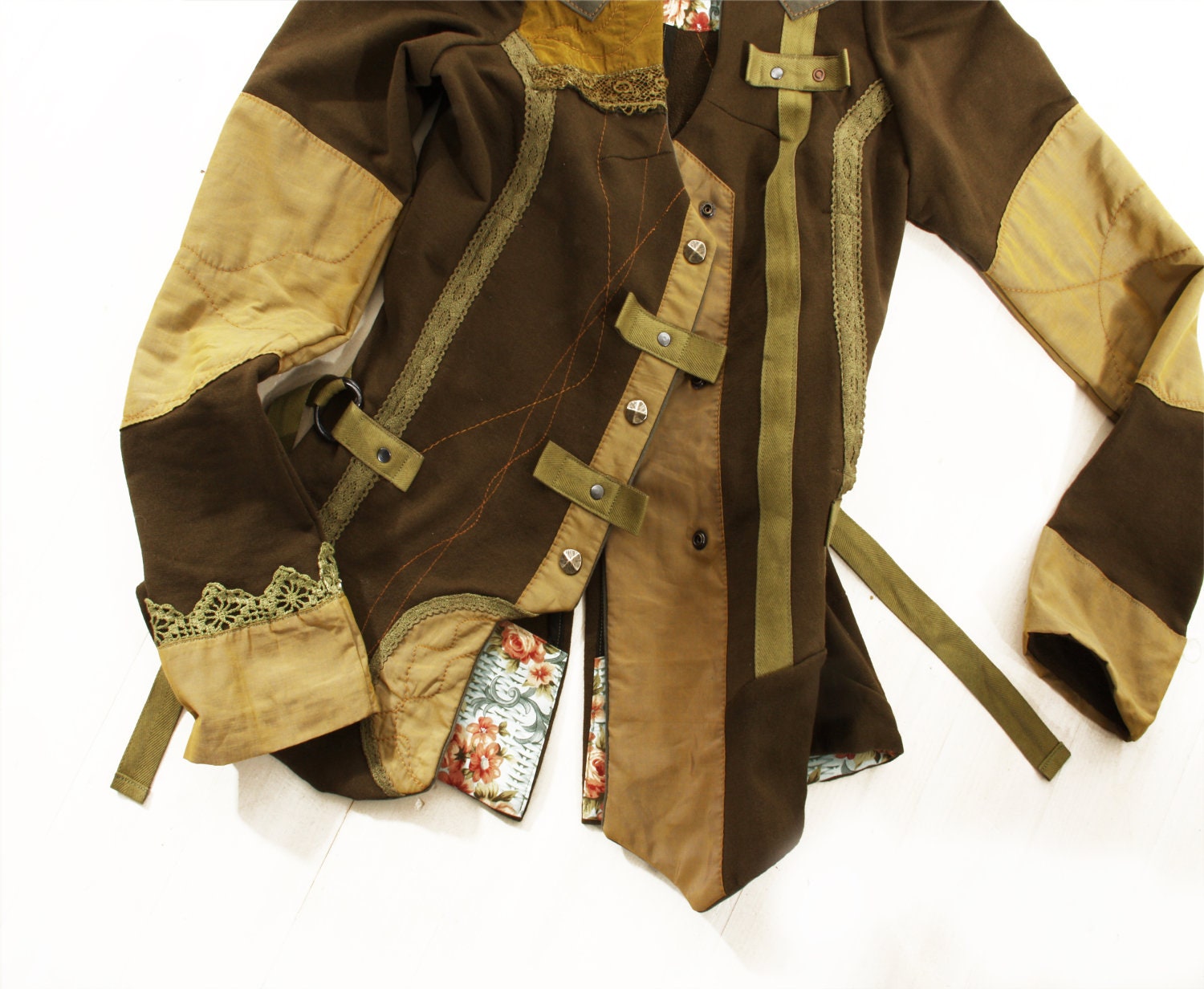 Khaki Moss Green Jacket Handmade Romantic Featured In Belle Armoire magazine winter 2013
