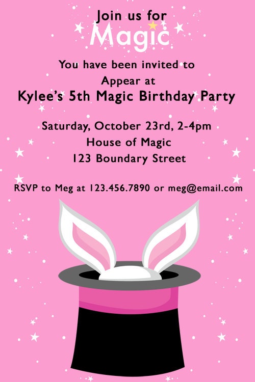 Pink Magic Hat Birthday Party Invitations Il_570xn