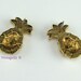 Vintage Earrings Rhinestone Pineapple Gold tone Avon