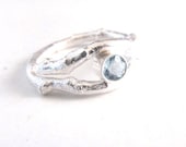 Twig Ring with Aquamarine Gemstone