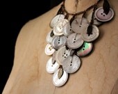 Mykiss. Vintage Mother of Pearl Button Cascade Necklace.
