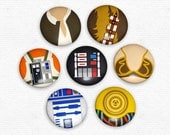 Star Wars Button Set 7 original illustrated minimalist style pinback buttons