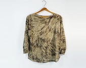 Vintage 1980s Feather Blouse Pheasant Box Top / T Shirt  s