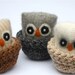 Adopt all three Baby Owls ... angora eco wool felt owls nests brown white gray (woolcrazy)