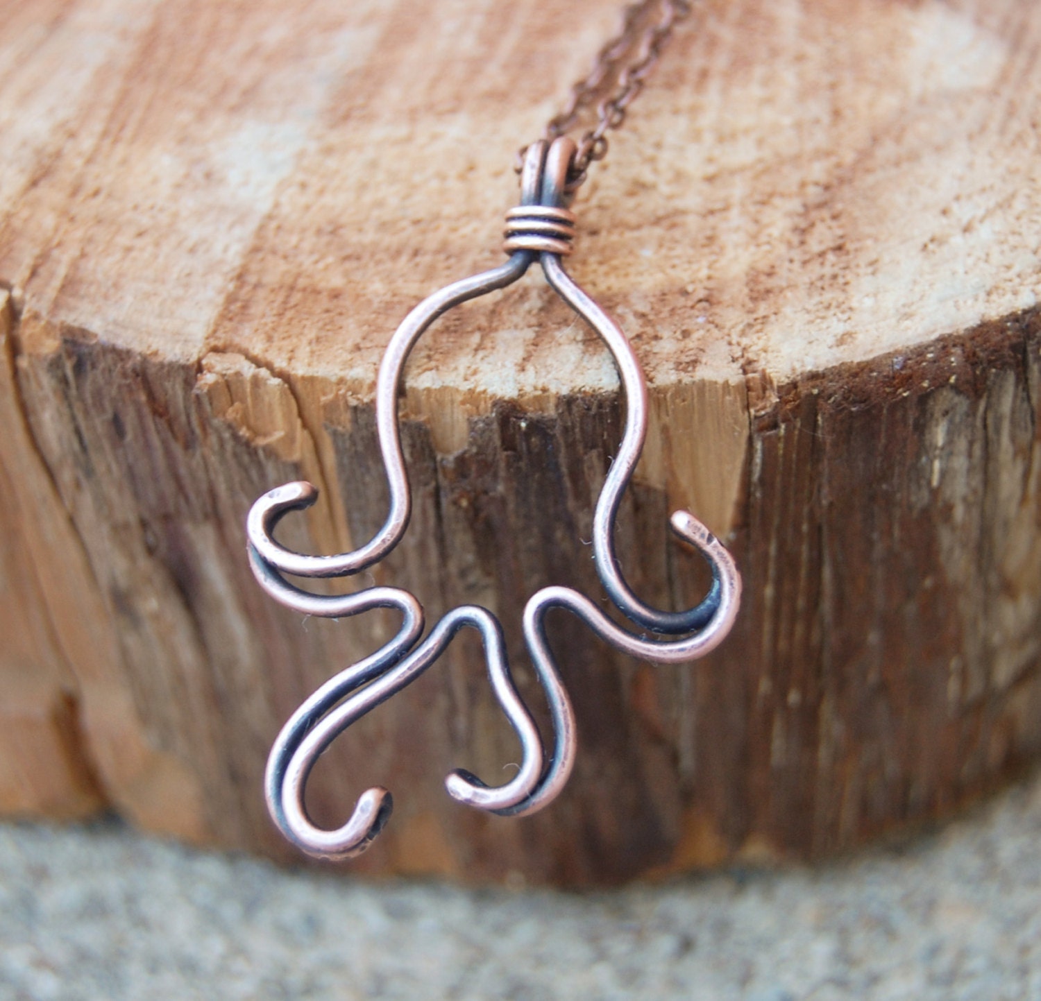 Octopus Necklace. Octopus Jewelry. Copper. Oxidized. Wire Jewelry