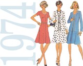 1970s Vintage Pattern - Misses Dress and Cardigan- 34 Bust Womens Dress Sewing Pattern - Simplicity 6749 - Uncut, FF