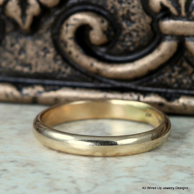 Solid 14k Gold Band - Classic Wedding Band - Half Round Gold Ring 3mm Wide