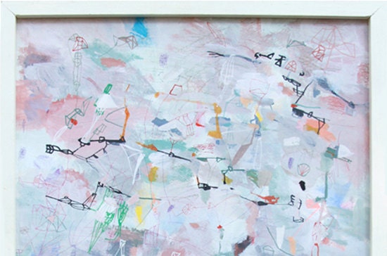 Neptune- Large art original art Original painting large painting colorful painting white painting abstract painting 23.5" x 18.75" inches