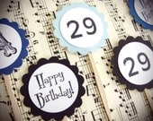 Custom Monogram Birthday Cupcake Topper - A Set of 12